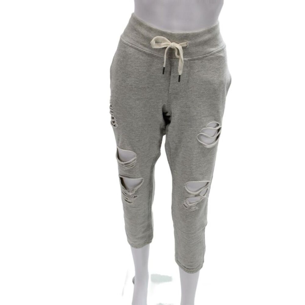 NSF Womens Cropped Jogger Sweatpants Gray Cotton Drawstring Size S
